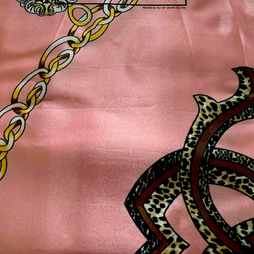 Scarf silky-feel warm tones rose cream gray - Picture 3 of 3